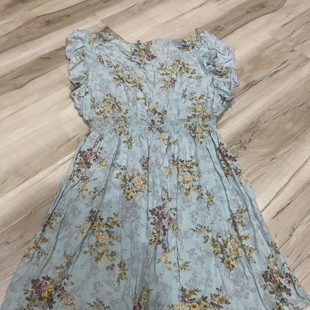 Mine Floral Cottagecore Dress Women’s Large Smocked Waist Ruffle Sleeve Boho - Picture 5 of 6